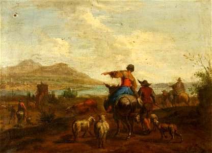 Nicolaes Pietersz Berchem (1620-1683) (after) - A River Landscape with Travellers on a Road - 996481 - National Trust