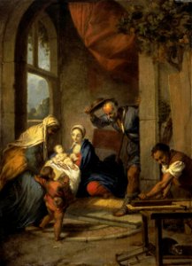 Nicolas Vleughels - Holy Family - WGA25247. Free illustration for personal and commercial use.