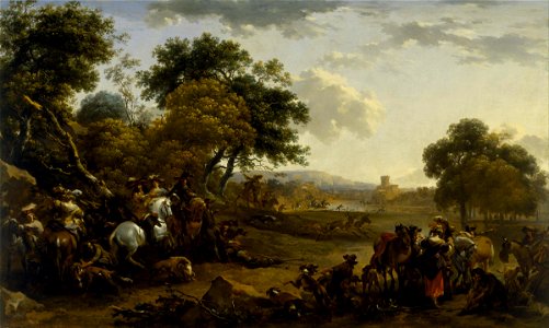 Nicolaes Piertersz. Berchem - Landscape with a Hunting Party - Google Art Project