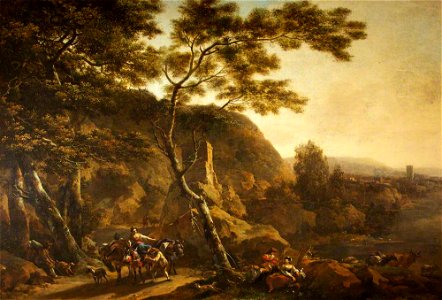 Nicolaes Berchem - A Landscape with Figures NTI MCH 597928