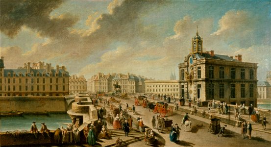 Nicolas Jean-Baptiste Raguenet - Le Pont-Neuf et la Pompe de la Samaritaine, vus du quai de la Mégisserie - P269 - Musée Carnavalet