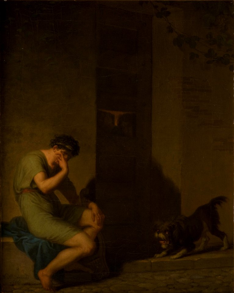 Nicolai Abildgaard - Tibullus Lamenting outside the Door of his Beloved - KMS3473 - Statens Museum for Kunst