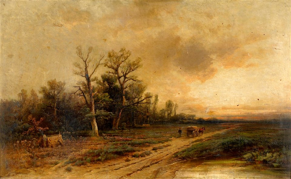 Nicolai von Astudin Bewaldete Landschaft mit Pferdekarren