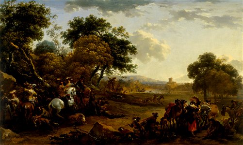 Nicolaes Pietersz. Berchem - Landscape with a Hunting Party - 2001.81 - Museum of Fine Arts