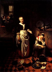 Nicolaes Maes - The Idle Servant - WGA13818. Free illustration for personal and commercial use.