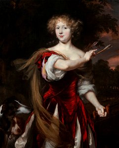 Nicolaes Maes - Portrait of a Lady as Diana. Free illustration for personal and commercial use.