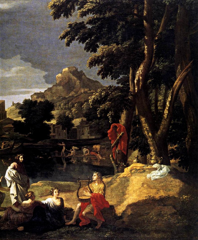 Nicolas Poussin - Landscape with Orpheus and Euridice (detail ...