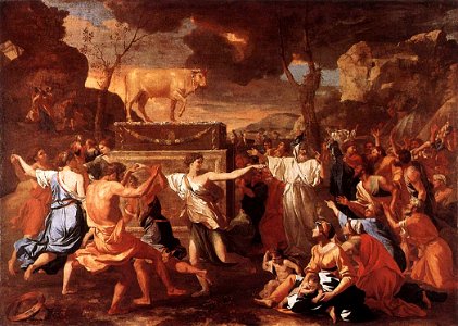 Nicolas Poussin - The Adoration of the Golden Calf - WGA18293. Free illustration for personal and commercial use.