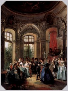 Nicolas Lancret - Dance in a Pavilion - WGA12427. Free illustration for personal and commercial use.