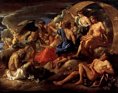 Nicolas Poussin - Helios and Phaeton with Saturn and the Four Seasons. Free illustration for personal and commercial use.