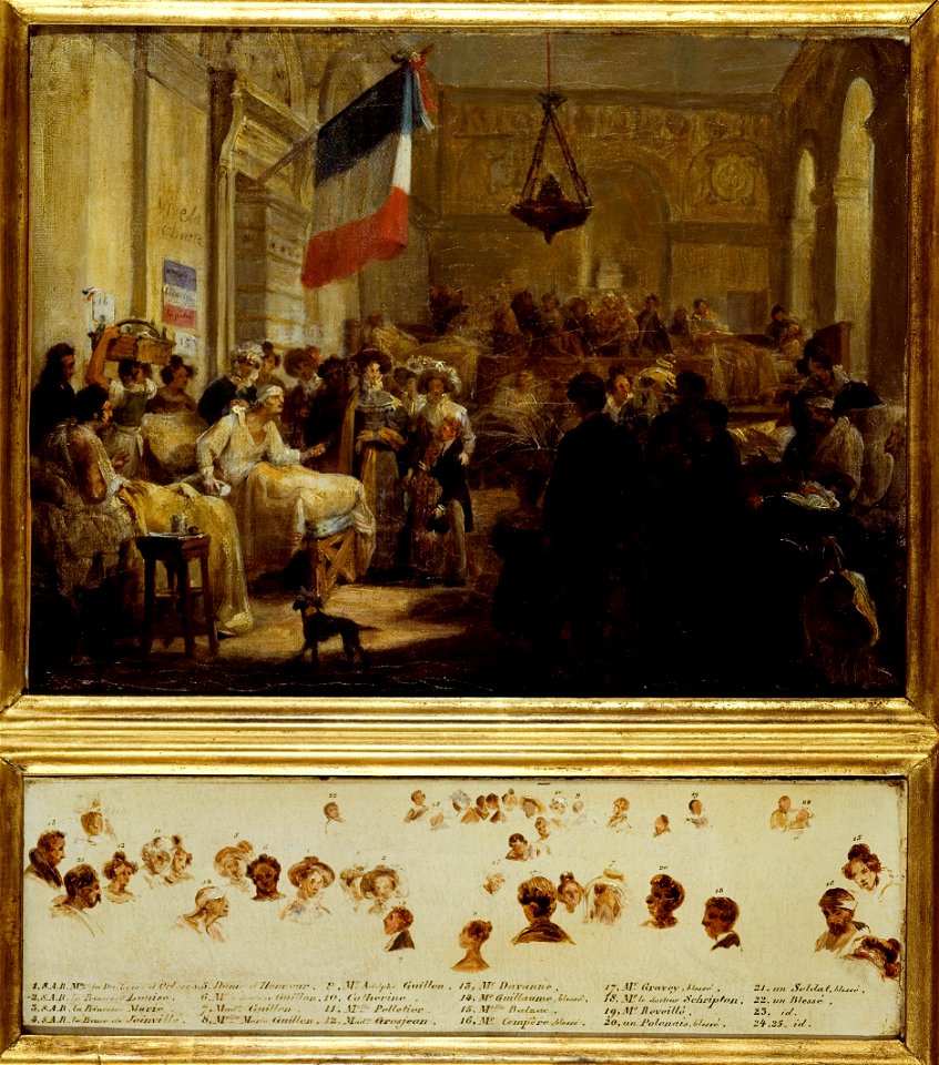 Nicolas Gosse - La reine Marie-Amélie, accompagnée de Madame Adélaide, des princesses Louise et Marie et du prince d - P127 - Musée Carnavalet