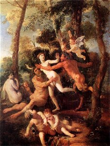 Nicolas Poussin - Pan and Syrinx - WGA18302. Free illustration for personal and commercial use.