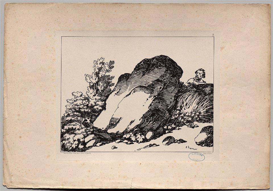 Nicolas Toussaint Charlet (French, 1792-1845), Gihaut - Landscape with Large Rock - 1997.226 - Cleveland Museum of Art