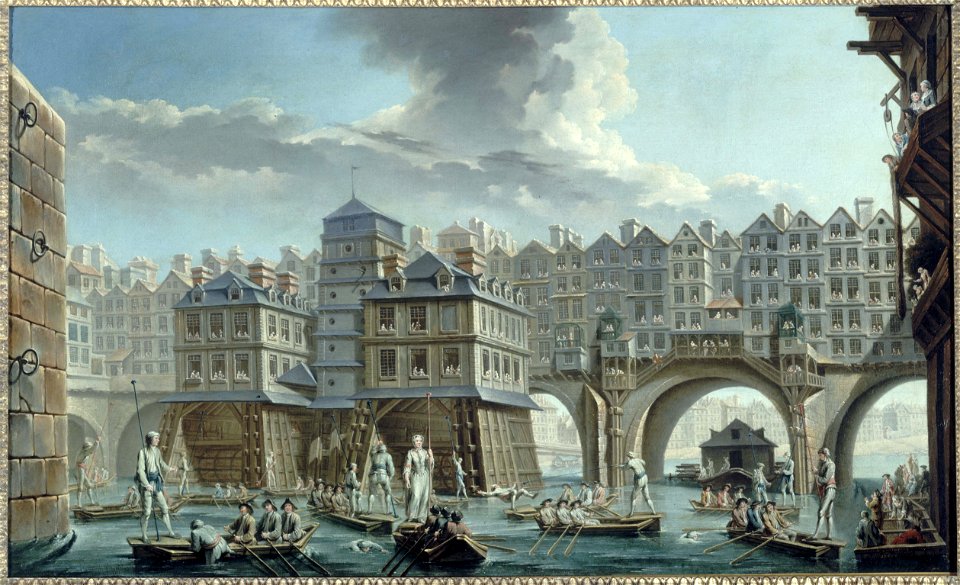 Nicolas Jean-Baptiste Raguenet - La joute des mariniers, entre le pont Notre-Dame et le pont au Change - P543 - Musée Carnavalet