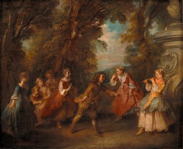 Nicolas Lancret - Children at Play in the Open - Google Art Project. Free illustration for personal and commercial use.
