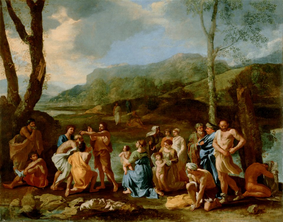 Nicolas Poussin (French - Saint John Baptizing in the River Jordan - Google Art Project