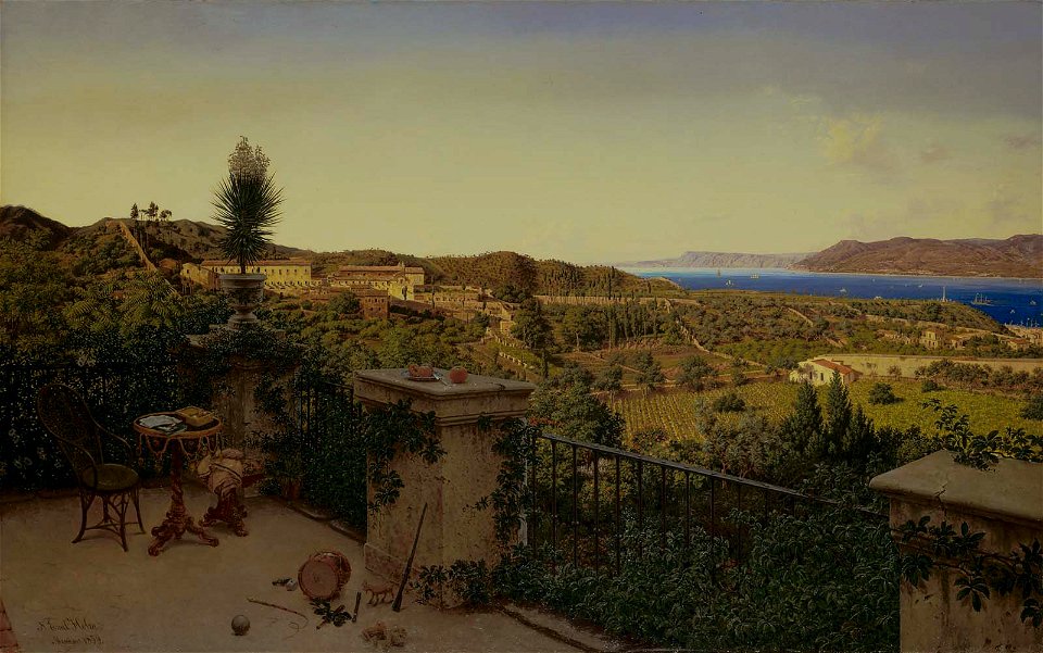 Niels Emil Severin Holm - View of the Straits of Messina from a Country House - 1980.209 - Museum of Fine Arts
