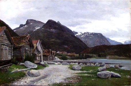 Carl Nielsen - View of Loen in Nordfjord - NG.M.03446 - National Museum of Art, Architecture and Design. Free illustration for personal and commercial use.