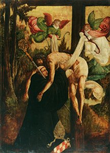 Niederösterreichischer Maler (Umkreis Meister von Pulkau) - Vision des hl. Bernhard - 6203 - Österreichische Galerie Belvedere