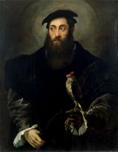 Nicolò dell'Abate - Portrait of a gentleman with a falcon - Google Art Project