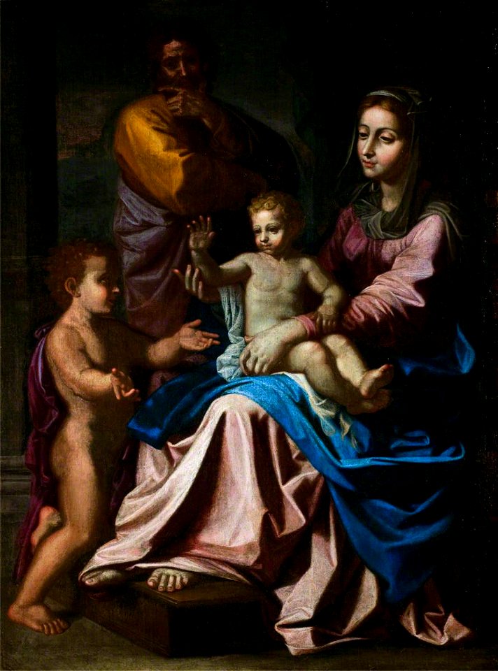 Nicolas Poussin (1594-1665) (attributed to) - The Holy Family with the Infant Saint John - L.F9.1943.4.0 - Leicester Museum ^ Art Gallery