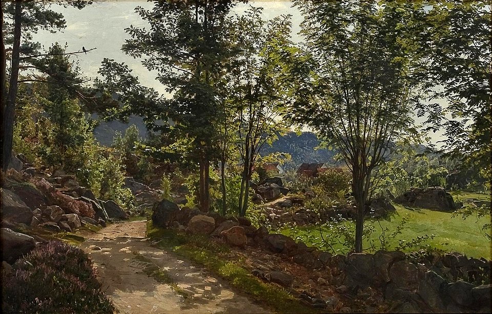 Amaldus Nielsen - Morning at a country road, Mandel