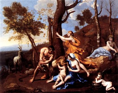 Nicolas Poussin - The Nurture of Jupiter - WGA18299. Free illustration for personal and commercial use.