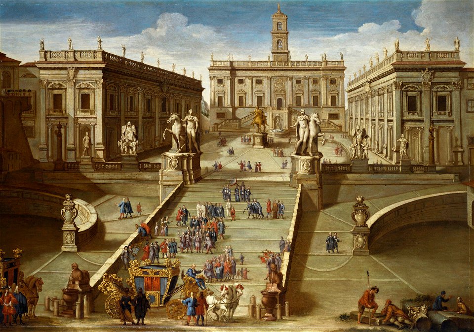 Nicolas Vleys (active 1694, d. 1703) - A View of Rome, The Capitoline Steps - RCIN 403972 - Royal Collection