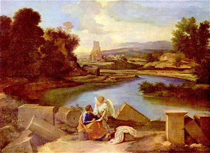 Nicolas Poussin - Paysage avec saint Matthieu. Free illustration for personal and commercial use.