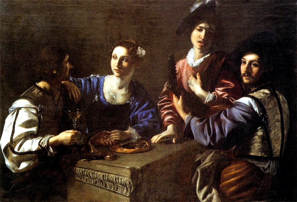 Nicolas Tournier - Drinking Party with a Lute Player - WGA23039