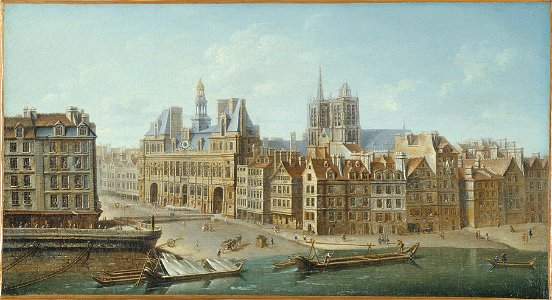 Nicolas-Jean-Baptiste Raguenet - L'Hôtel de Ville et la place de Grève (actuelle place de l'Hôtel de Ville) - P284 - Musée Carnavalet