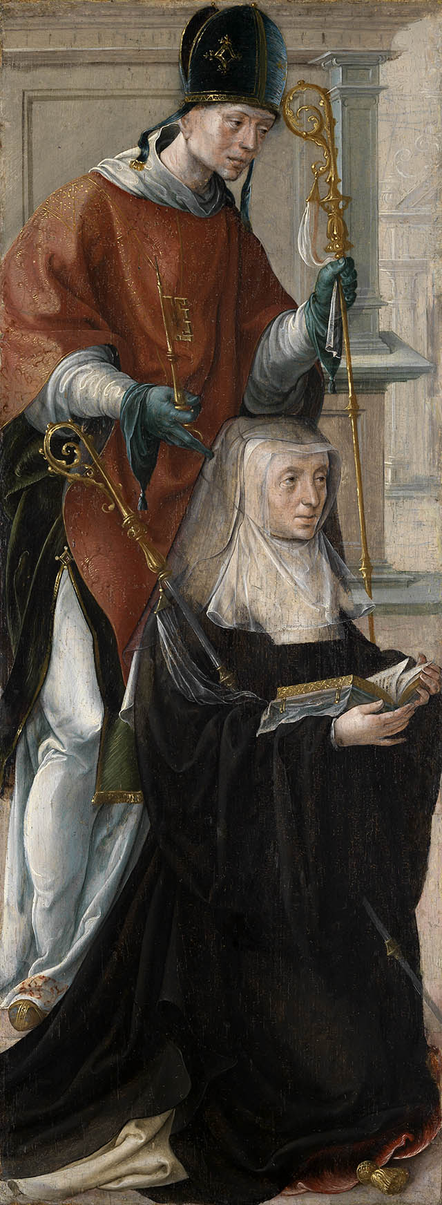 Niederländisch - Heiliger Servatius mit einer knienden Äbtissin - 2551 - Staatliche Kunsthalle Karlsruhe