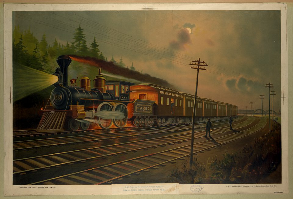 Night scene on the New York Central Railroad., American Express company's special express train LCCN2003674534