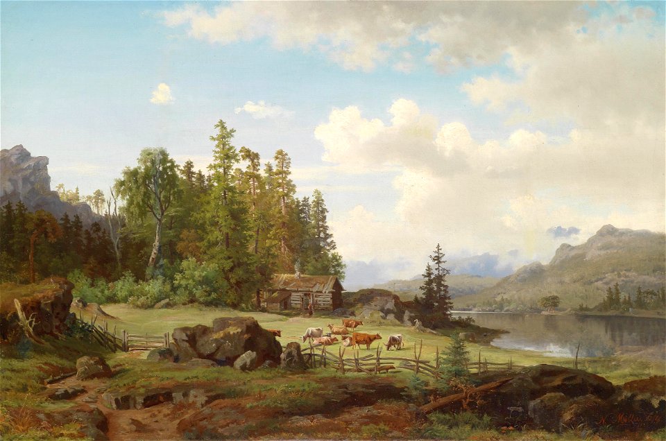 Niels Björnson-Möller Landschaft mit weidenden Kühen 1855