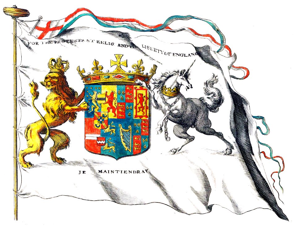 Nieuwe Hollandse scheeps-bouw 1695, Plate 4 (De groote standaard van Groot Britanje)