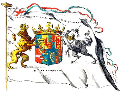 Nieuwe Hollandse scheeps-bouw 1695, Plate 4 (De groote standaard van Groot Britanje)