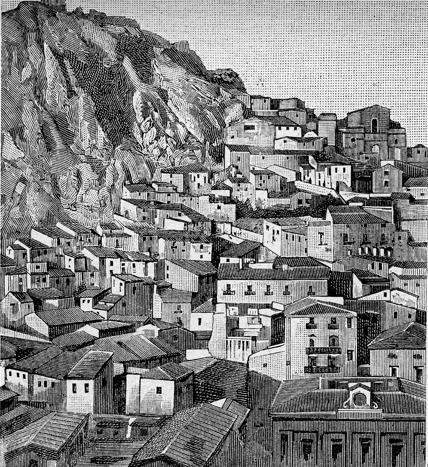 Nicosia – Veduta occidentale della Roccia del Castello e quartiere Santa Caterina (xilografia)
