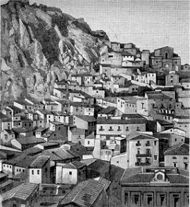 Nicosia – Veduta occidentale della Roccia del Castello e quartiere Santa Caterina (xilografia)