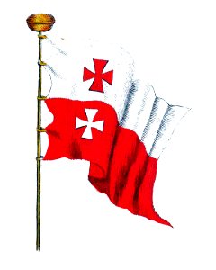 Nieuwe Hollandse scheeps-bouw 1695, Plate 64 (Poolse vlag van Elbing)