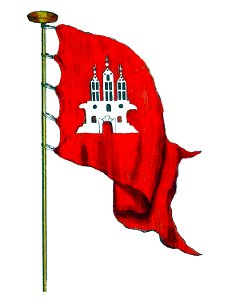 Nieuwe Hollandse scheeps-bouw 1695, Plate 67 (Vlag van Hamburg)