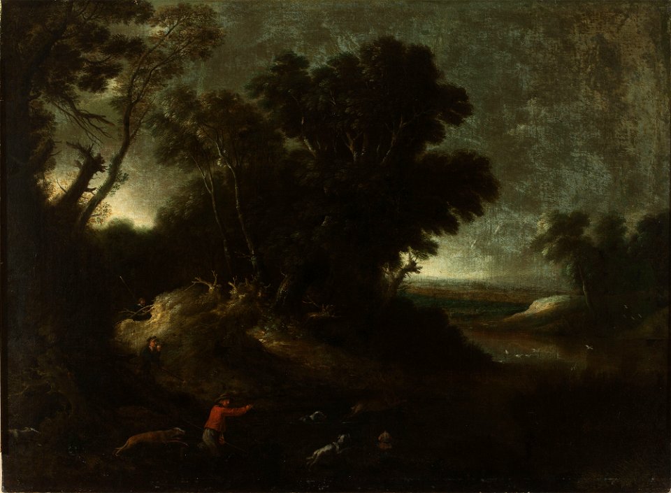 Nieznany malarz flamandzki - Landscape with deer hunting - M.Ob.2340 MNW - National Museum in Warsaw