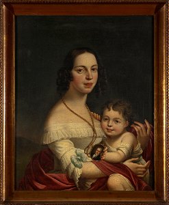 Nieznany malarz polski - Portrait of Franciszka Pawłowska née Kamieńska with her daughter Eliza, the would-be writer (Eliza Orzeszkowa) - MP 4665 MNW - National Museum in Warsaw