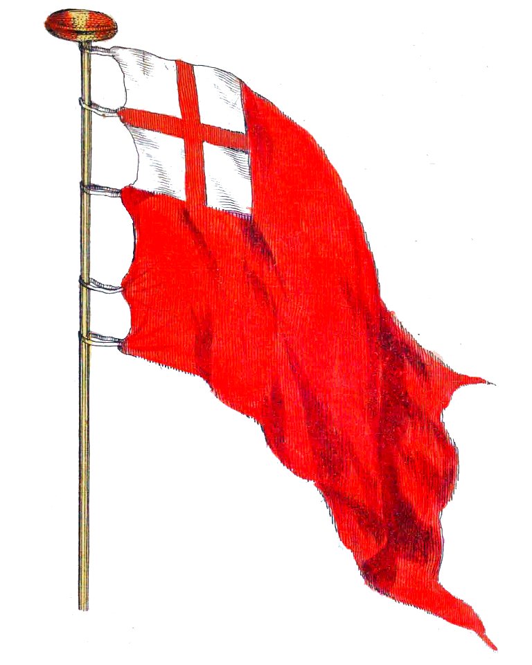 Nieuwe Hollandse scheeps-bouw 1695, Plate 7 (Engelse roode vlag)