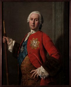 Nieznany malarz polski - Portrait of Jerzy August Mniszech (1715–1778), his own coat of arms - MP 3396 MNW - National Museum in Warsaw