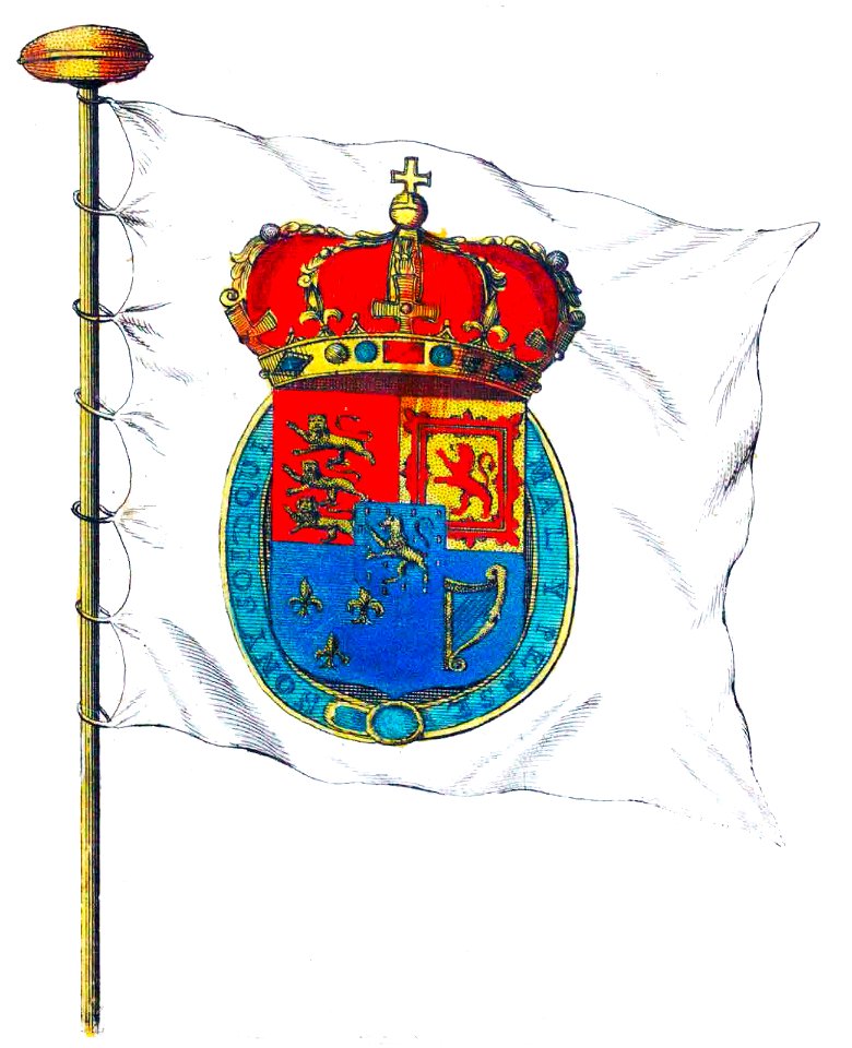 Nieuwe Hollandse scheeps-bouw 1695, Plate 2 (Engelse Konings vlag van Willem III)