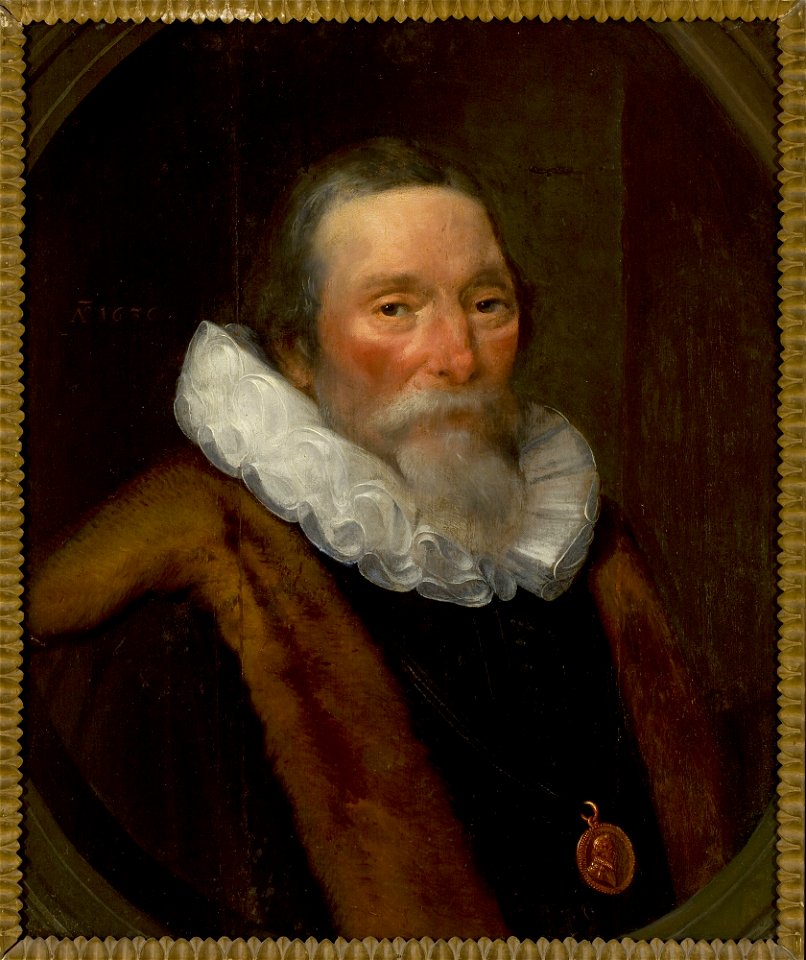 Nieznany malarz holenderski - Portrait of a man in a frill with a fur collar - M.Ob.1613 MNW - National Museum in Warsaw