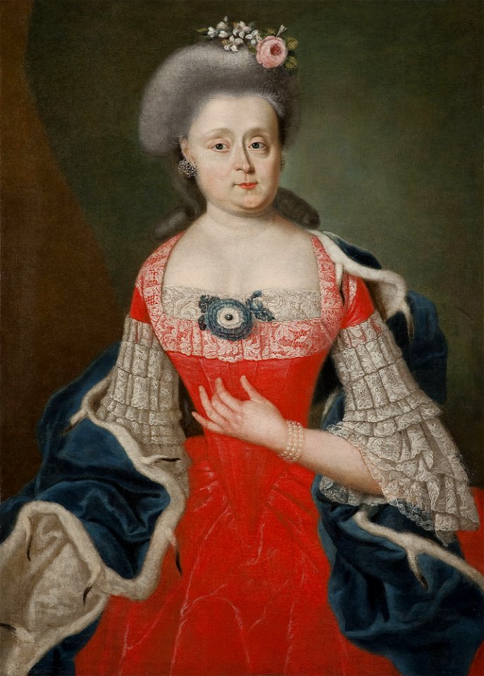 Nieznany malarz polski - Portrait of a lady in a red dress - MP 3338 MNW - National Museum in Warsaw