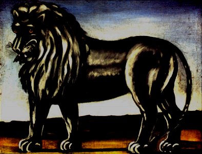 Niko Pirosmani. ''Black Lion''. Oil on oilcloth. Private collection