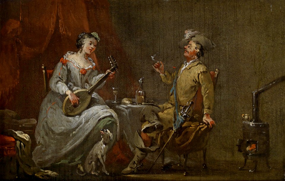 Norbert Grund Kavalier und lautenspielende Dame