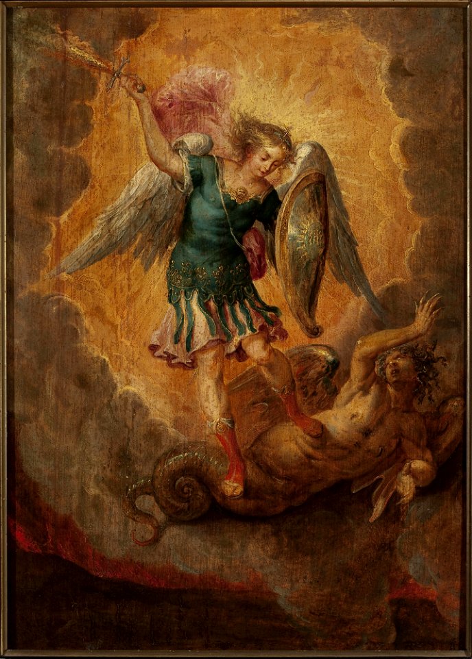 Nieznany malarz flamandzki - Saint Michael Archangel attacking the dragon - M.Ob.2412 MNW - National Museum in Warsaw